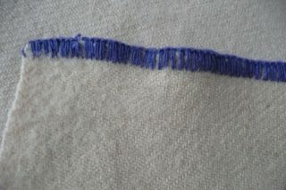 Vtg WHITNEY ' S POINT? Early Wool Heavy Blue Yellow Beige Blanket 2