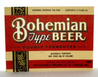 Irtp Beer Label - Bohemian Type Beer - Fischbach Brewing Co. ,  St Charles,  Mo