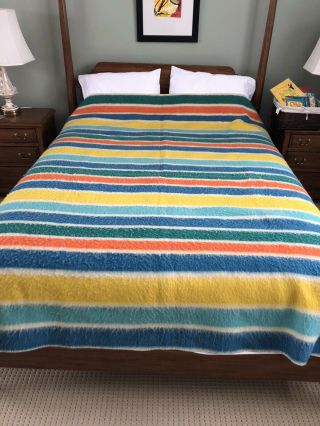 Vintage Van Wyk 100 Wool Blanket 70”x92” Made In Holland