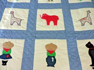 Stylish Vintage Full Size Quilt / Bedspread With Animals 76 " X 64 "