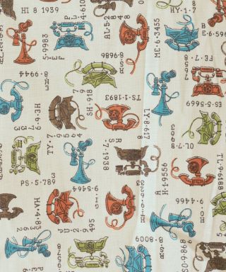 Deadstock 1950s Novelty Print Cotton Fabric Ring - A - Ling Regulated Cotton 4 Yards