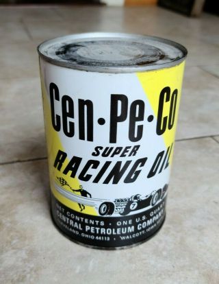 Vintage Cen - Pe - Co Central Petroleum 1 Quart Racing Motor Oil Can