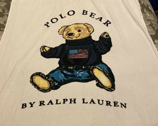 Vintage 90s Ralph Lauren Polo Bear Beach Towel Euc Tags