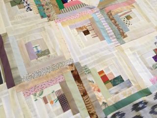 Patchwork Quilt Top,  Log Cabin, .  Hand Made,  Calico Prints,  Purple Floral,  Multi 2