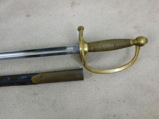 Civil War Model 1840 Nco Sword And Leather Sheath By Ames 1