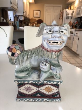 1980’s Chinese Porcelain Hand Painted Foo Dog