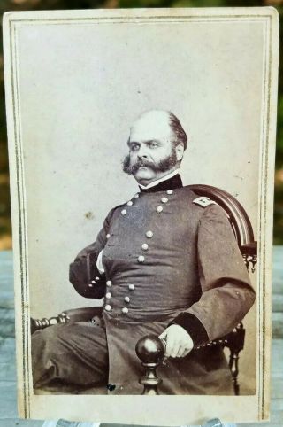 Civil War Cdv Union General Ambrose Burnside Matthew Brady Carte De Visite