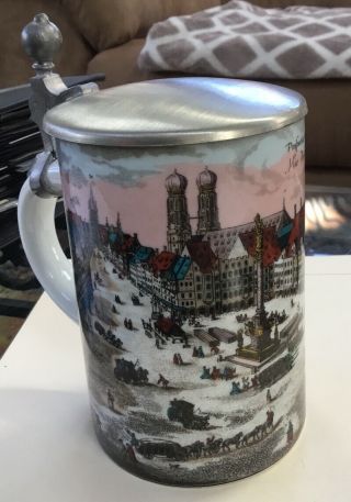 Colorful Rein Zinn German Mug.  Highly Decorated 5x4”