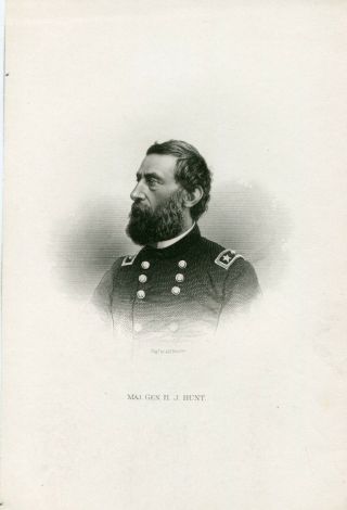 1860 - 1870 Engraving Union Major General Henry J Hunt 9 X 6 Inch