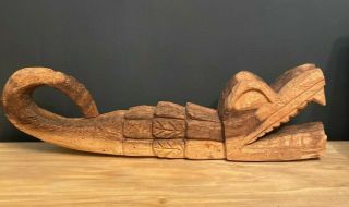 Vtg Rustic Large Hand Carved Wood Alligator/crocodile South America? 19 " Long