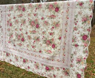 Vintage French Country Shabby Chic Variation Quilt Full Queen 84 " X 89”