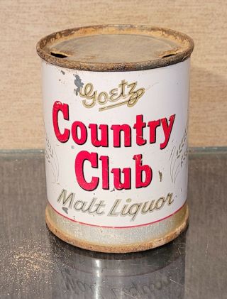 8 Ounce 1950s Country Club Malt Liquor Beer Can Goetz St Joseph Mo 97 Years Ccc