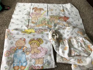 Cabbage Patch Kids 3 Pc Twin Bed Sheet Set And Pillow Case 1983 Vintage