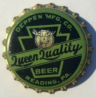 Queen Quality Beer Bottle Cap; 1933 - 37; Reading,  Pa Tax Keystone; Cork