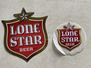 Lone Star Beer Red Foil Logo Sticker And Logo Sticker Patch
