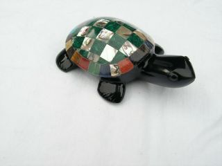 Turtle Obsidian Stone Inlaid Abalone Shell & Natural Stone.