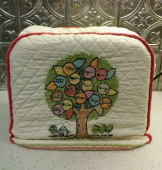 Vintage 1958 Quilted & Embroidered Toaster Appliance Cover 15 " X 16 " Herb Design