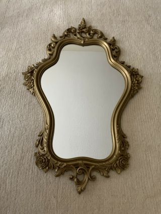 Vintage Victorian Ornate Syroco Gold Framed Wall Mirror Art Nouveau