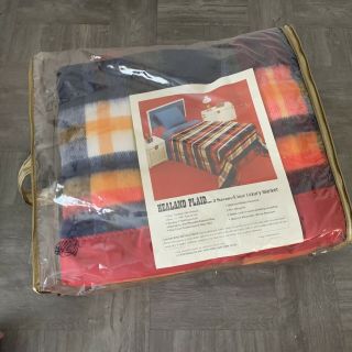 Vintage Stevens - Utica Acrylic Plaid Blanket Red Blue Yellow 72x90
