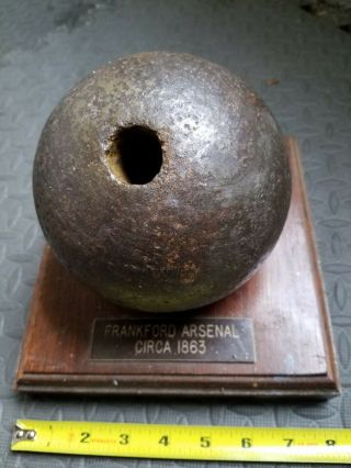 Frankford Arsenal - Civil War 1863 5 " Cannonball 16 Lbs Cannon Ball