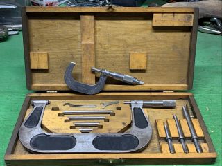 Vintage Brown And Sharp Screw Thread Micrometer No.  55 & 48 With Wooden Box