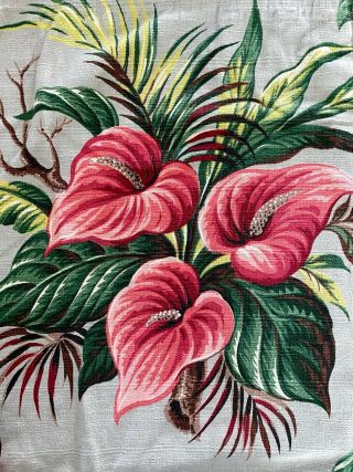 Vintage 1940s Floral Barkcloth Panel Drapery 44 X 77 Vat Prints 2.  13 Yds 3