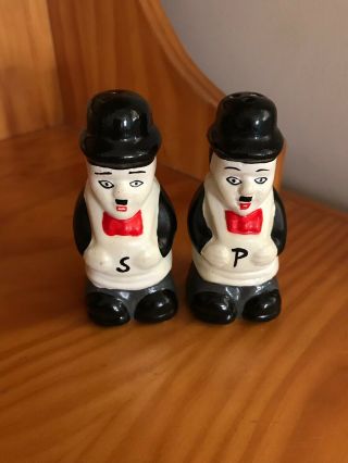 Vintage Charlie Chaplin Salt Pepper Shakers Handpainted Collectable Figurines