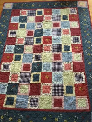 Pem - America Patchwork Embroidered Twin Quilt Blanket 68 X 86”