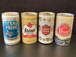 1970s Texas Beer Cans - Shiner,  Lone Star,  Pearl,  Texas Pride
