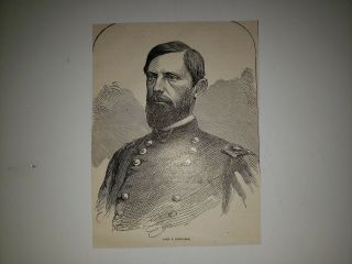 General John F.  Reynolds 1867 Civil War Wood Cut Rare
