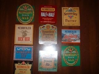 10 Different Louis F.  Neuweiler & Sons Brewery Beer Labels