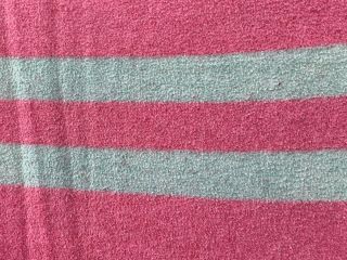 Vintage Pink With Pale Green Stripes Wool/Wool Blend Blanket With Satin Binding 3