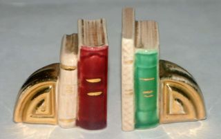 Vintage Arcadia Mini Salt And Pepper Shakers " Bookends "