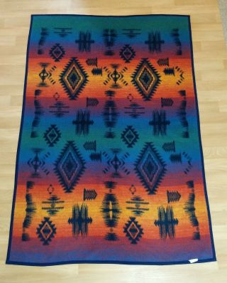 Biederlack Throw Camp Colorful Blanket Southwest Aztec Native Usa 77 X 54 Vtg