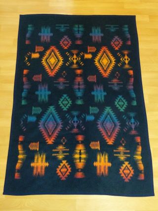 Biederlack Throw Camp Colorful Blanket Southwest Aztec Native USA 77 x 54 VTG 2
