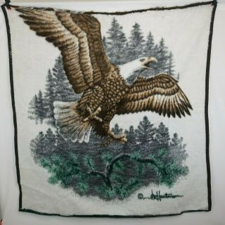 Vintage Biederlack Blanket Eagle Design 56 X 60 Defect