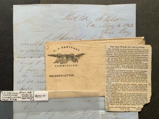 1862 Civil War Soldier Letter,  Envelope Mi 1st Cav Wansey Hector Station Va