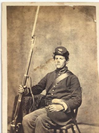 US civil war CDV photo 2nd Wisconsin Iron Brigade enlisted man rifle bayonet kep 2