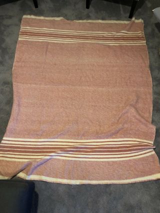Vintage Hudson Bay Style Wool Blanket Red Pink - Christmas Style - Tag
