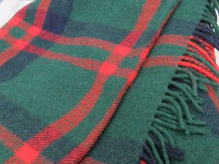 The Gap Wool Red Green Plaid Blanket Throw Blanket Fringe Made In England