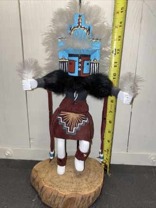 Large Kachina Doll Hopi Medicine Man Adorned w/ Beads,  Feathers,  Signed 2