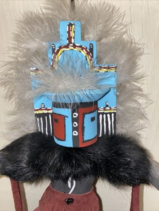 Large Kachina Doll Hopi Medicine Man Adorned w/ Beads,  Feathers,  Signed 3