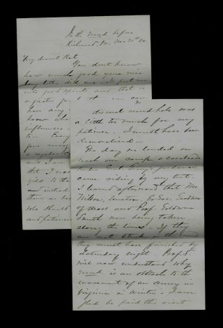 Civil War Letter - 16th Connecticut Infantry - In The Mud Before Richmond