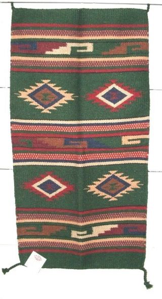 Throw Rug / Tapestry Southwestern Thick Hand Woven Wool Reversable 20x40 " 128g