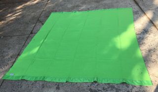 Vintage Faribo Wool Blanket 60s Bright Lime Green Retro Mod 68 X 88 Inches