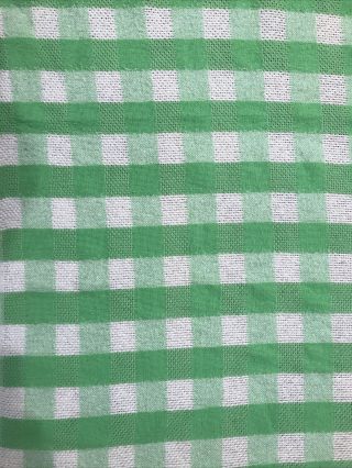 Vintage 70s Sears Green & White Check Plaid Twin Blanket Throw Bedding 62 " X88 "