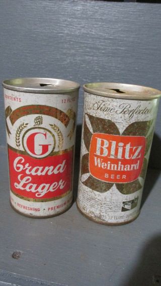 1960`s Grand Lager & Blitz Weinhard Steel Beer Cans - [read Description] -