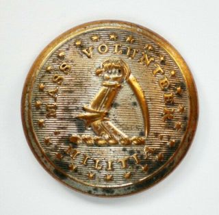 Pre - Civil War Massachusetts Volunteer Militia Coat Button Silver Wash