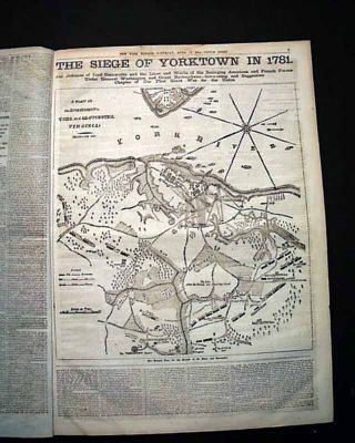 SIEGE OF YORKTOWN w/ 1781 Virginia Battle MAP & More Civil War 1862 Newspaper 3
