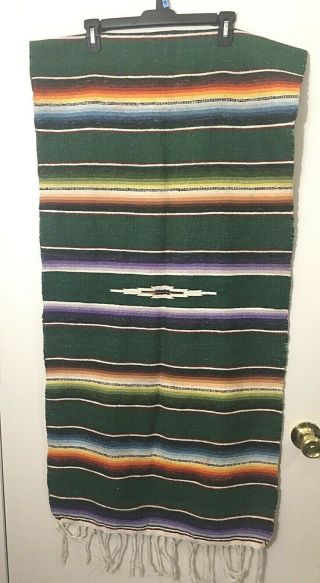 Vintage Mexican Saltillo Serape Table Runner Tapestry Rug 46 " X 22 "